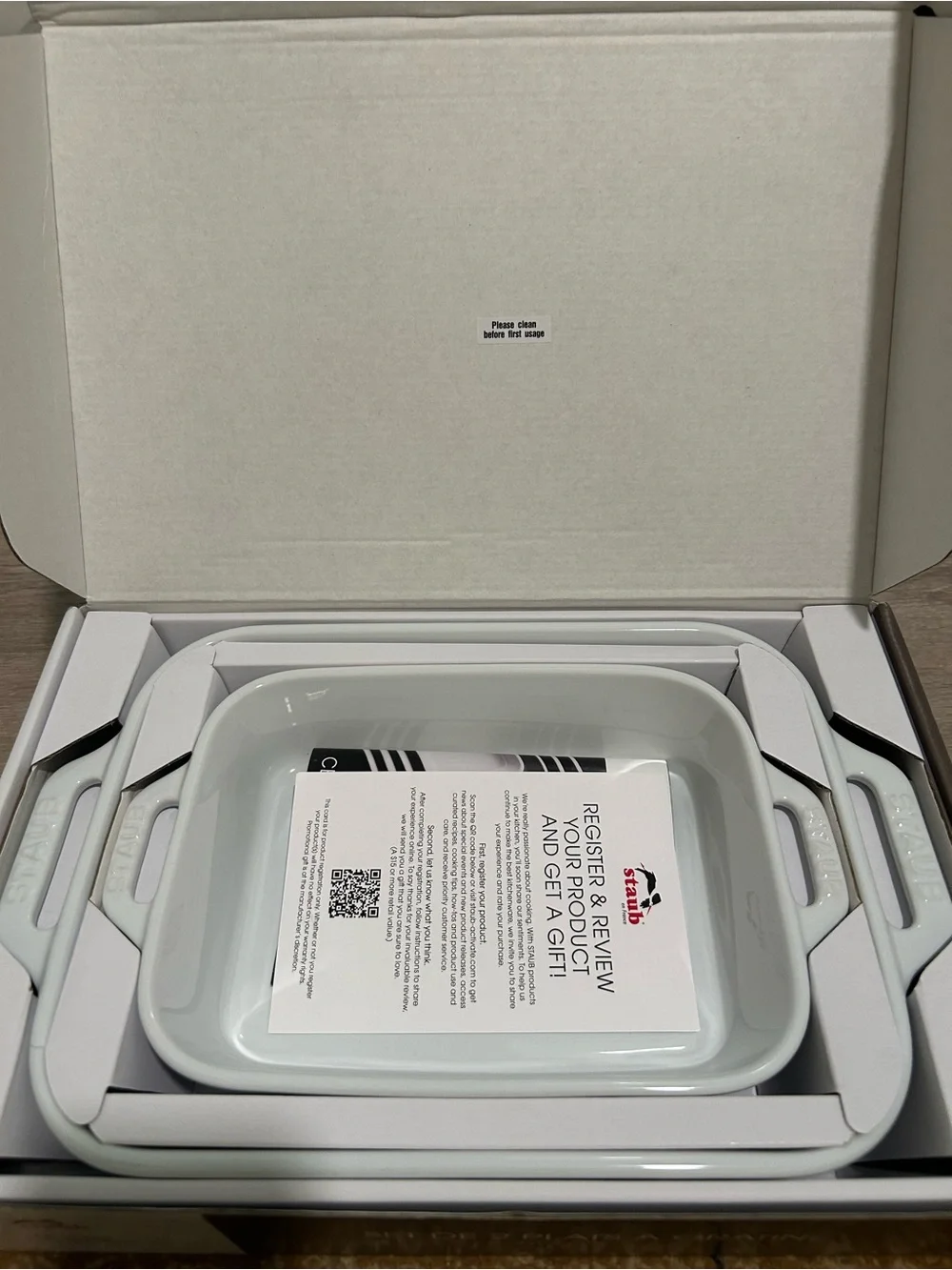 Staub White Ceramic 2-Piece Rectangular Baking Dishes
